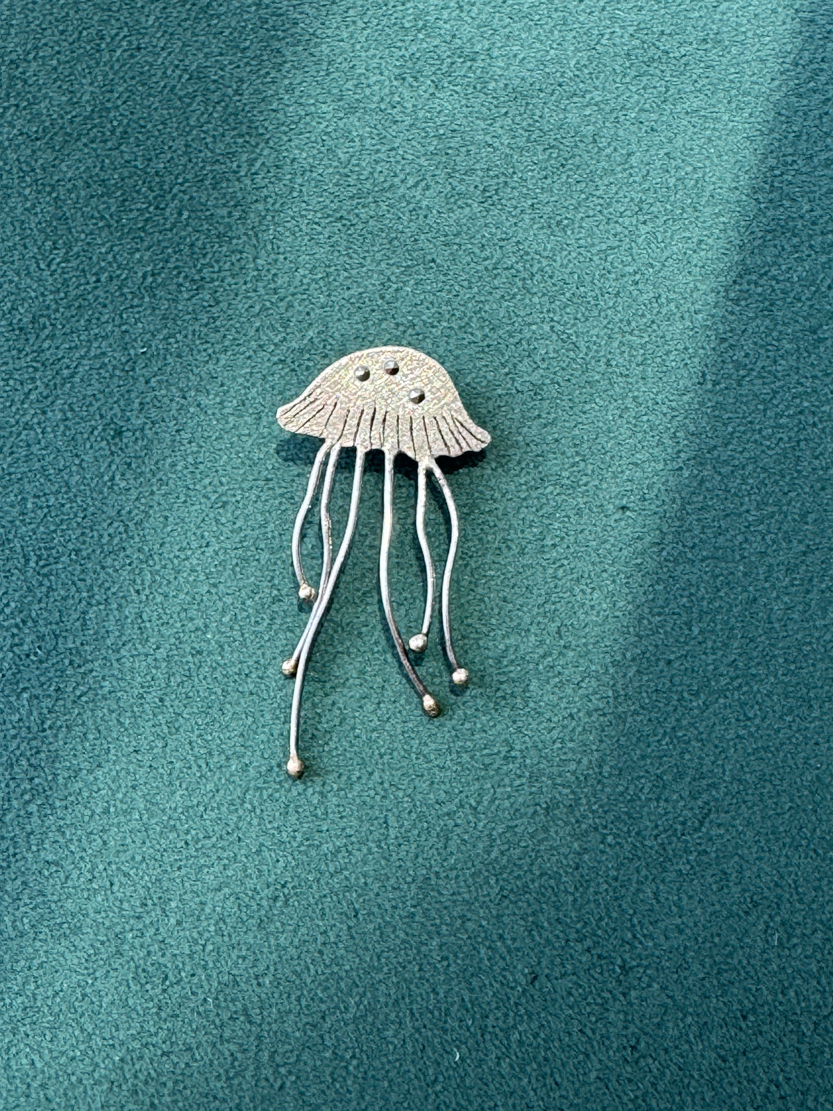 Sterling Silver Jellyfish Pendant Marcasite Style Stones Dancing Tentacles Mermaid Life