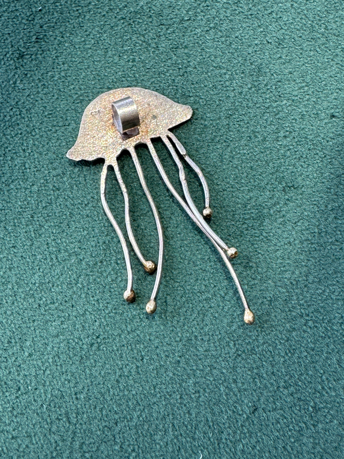 Sterling Silver Jellyfish Pendant Marcasite Style Stones Dancing Tentacles Mermaid Life