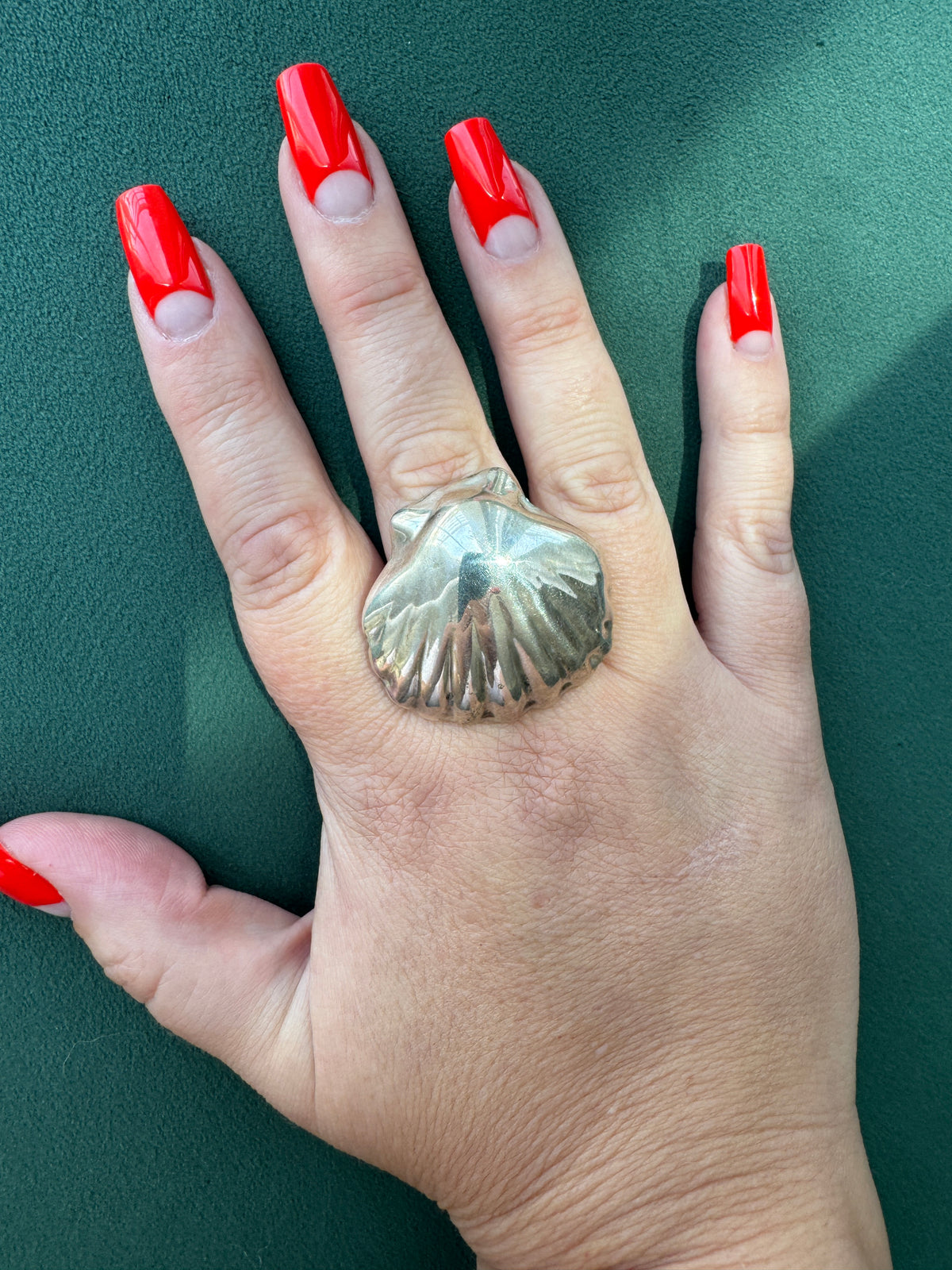 Vintage Taxco Mexico Sterling Silver Scallop Shell Ring Size 9