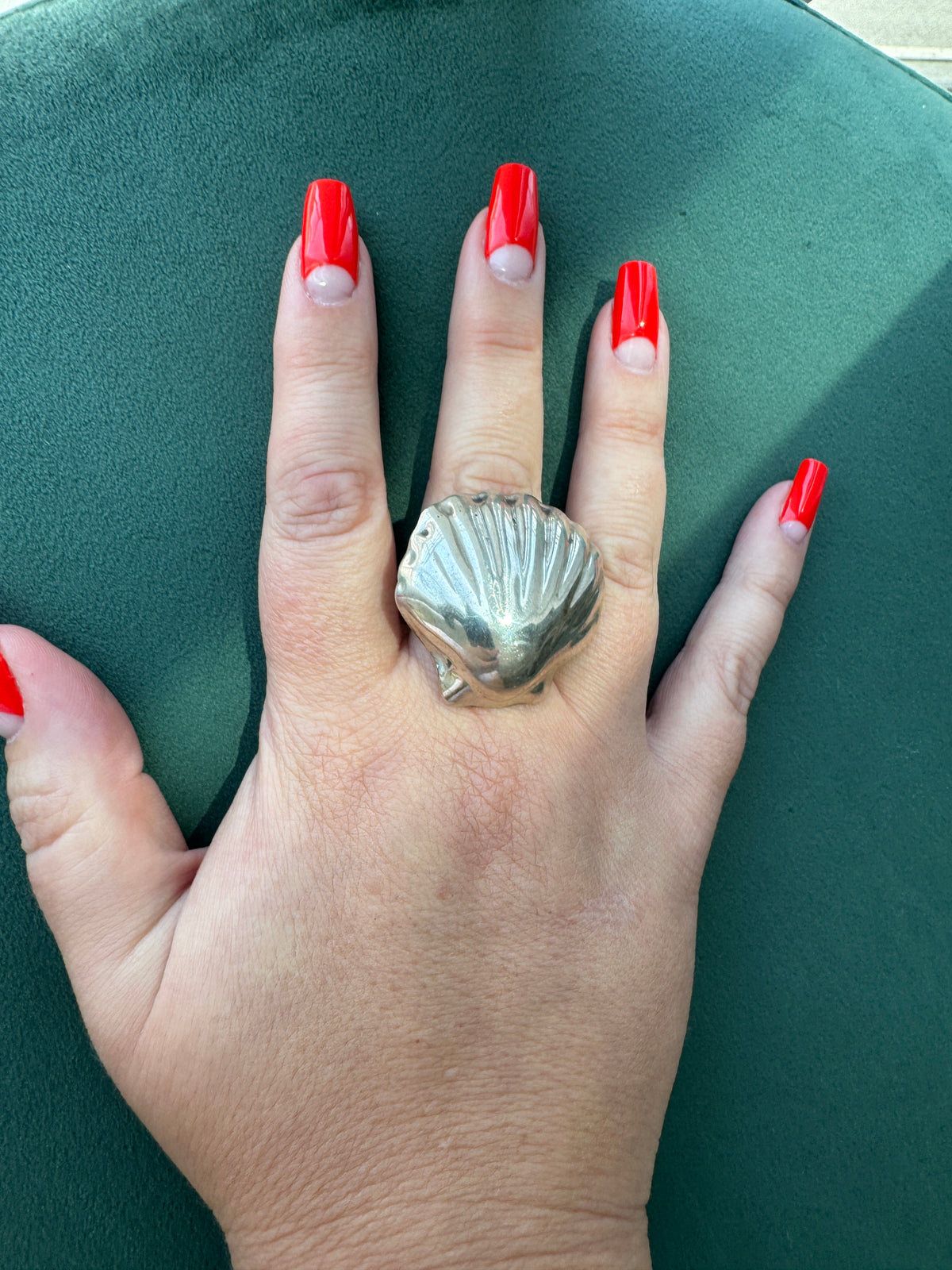 Vintage Taxco Mexico Sterling Silver Scallop Shell Ring Size 9