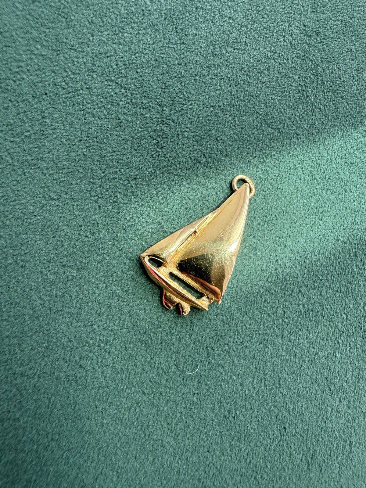 Vintage 14K Gold Sailboat Charm, Nautical Sealife Pendant