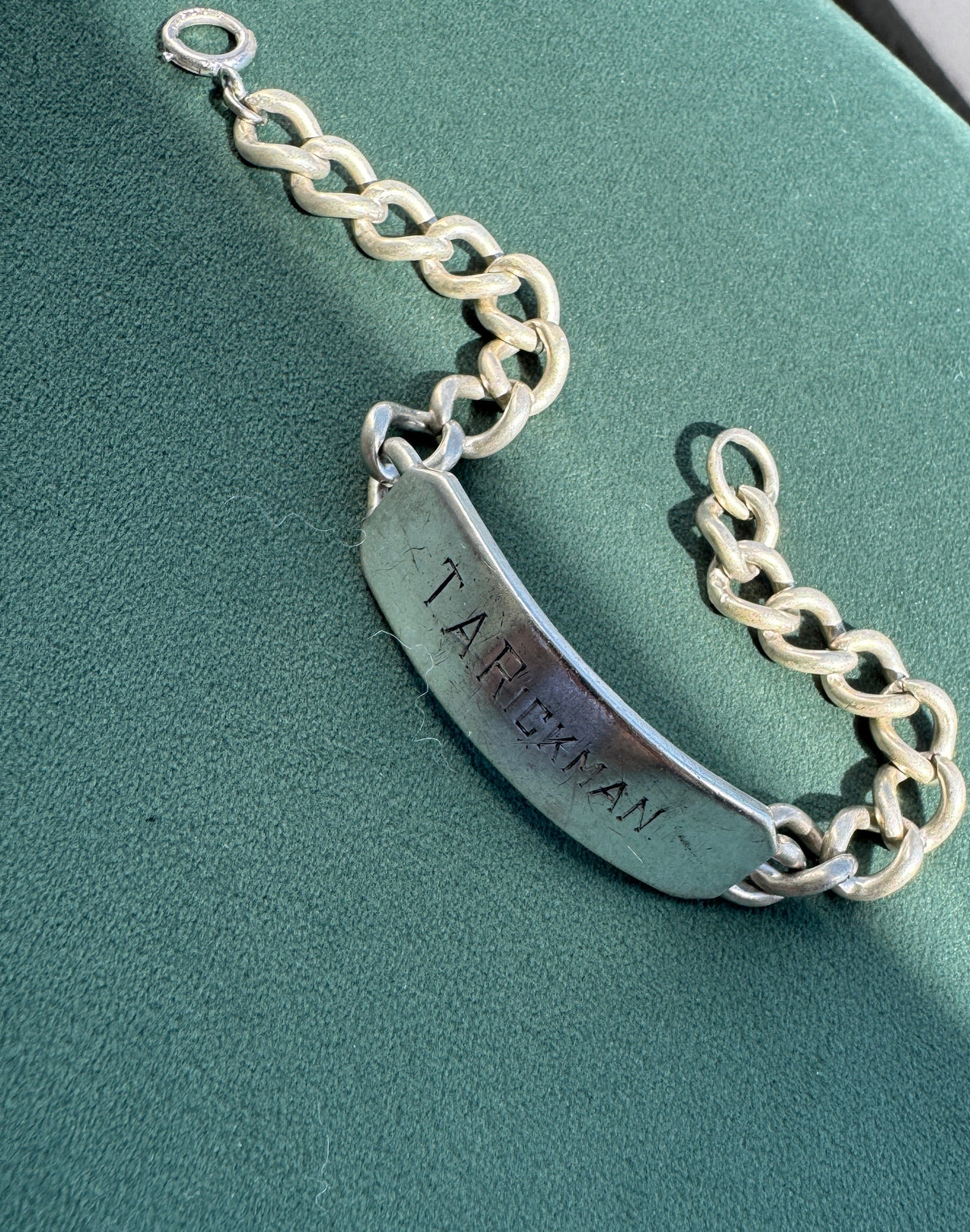 Vintage 1950s Sterling Silver Curb Link ID Bracelet Engraved Pappy From Toots