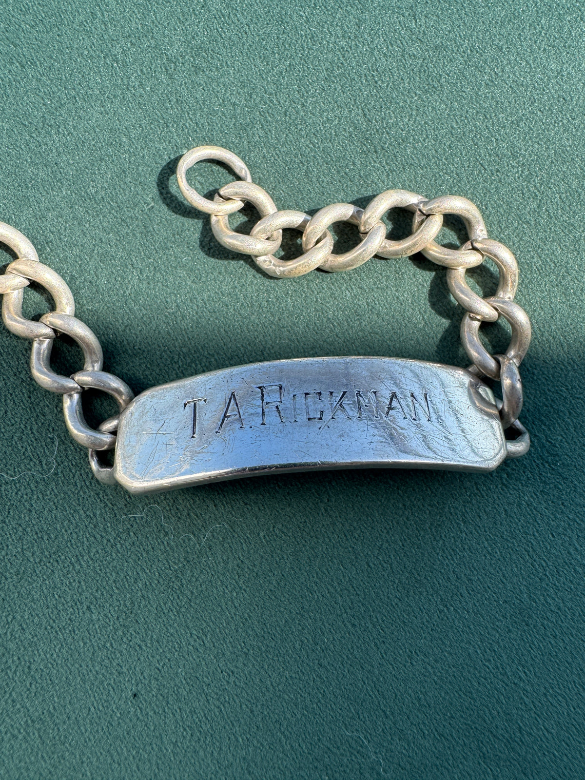 Vintage 1950s Sterling Silver Curb Link ID Bracelet Engraved Pappy From Toots