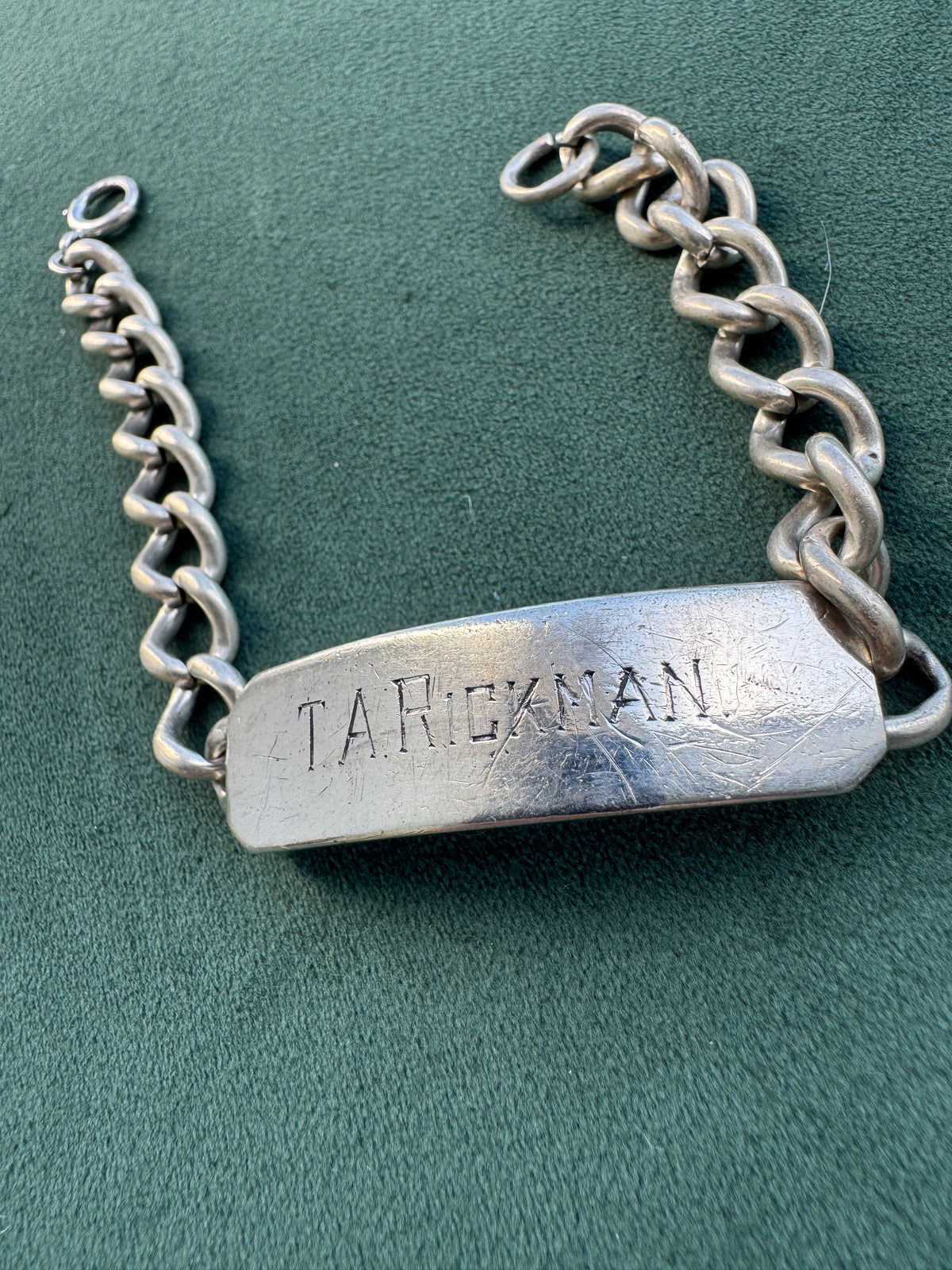 Vintage 1950s Sterling Silver Curb Link ID Bracelet Engraved Pappy From Toots