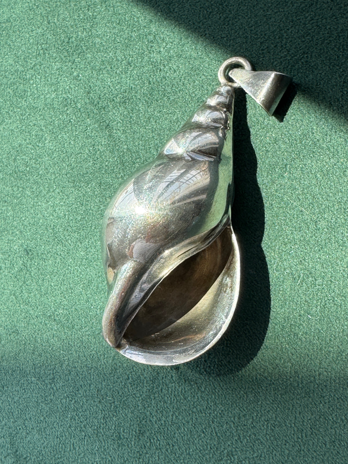 Vintage Sterling Silver Conch Shell Pendant and Earring Set Mermaid Life In Two Matching Pieces