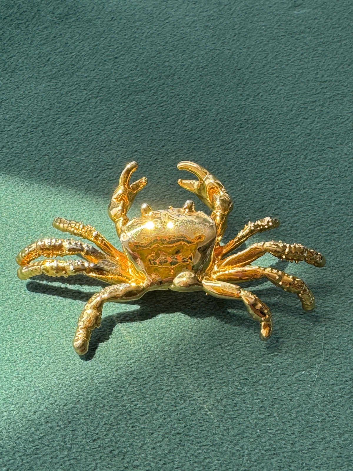 Vintage Midas Touch Singapore 22K Gold Dipped Real Crab Brooch Pendant