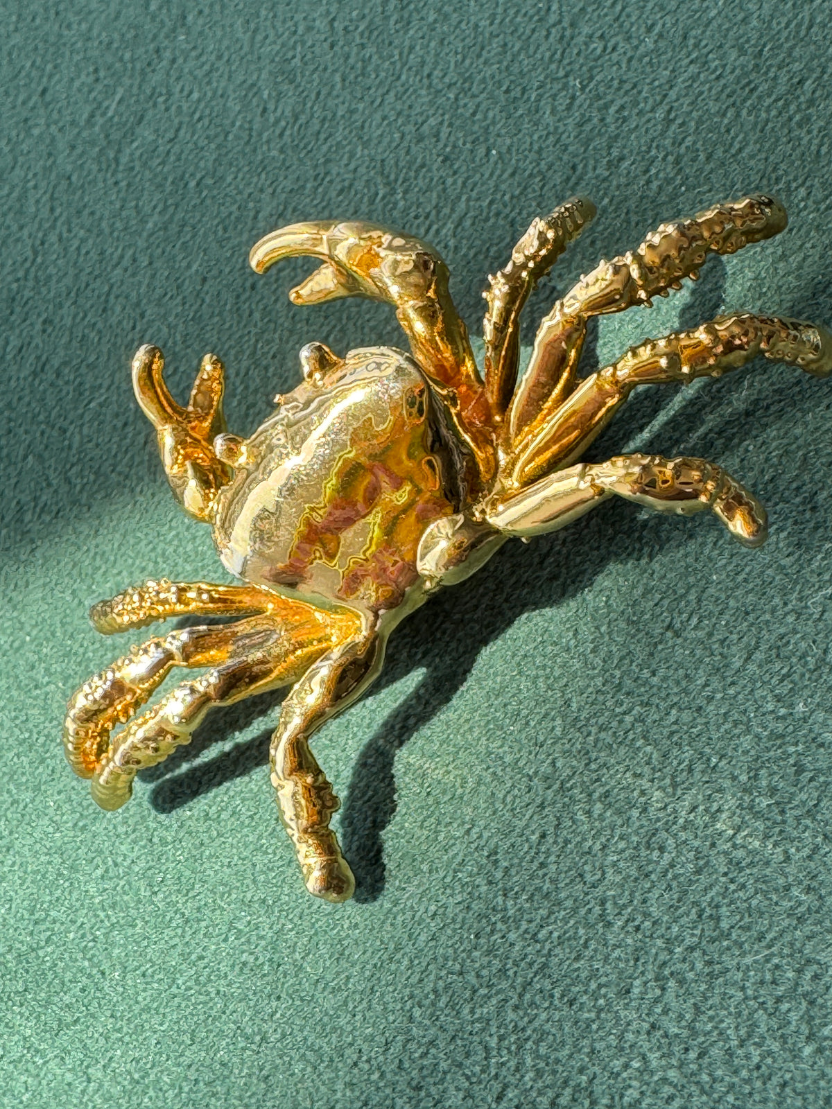 Vintage Midas Touch Singapore 22K Gold Dipped Real Crab Brooch Pendant