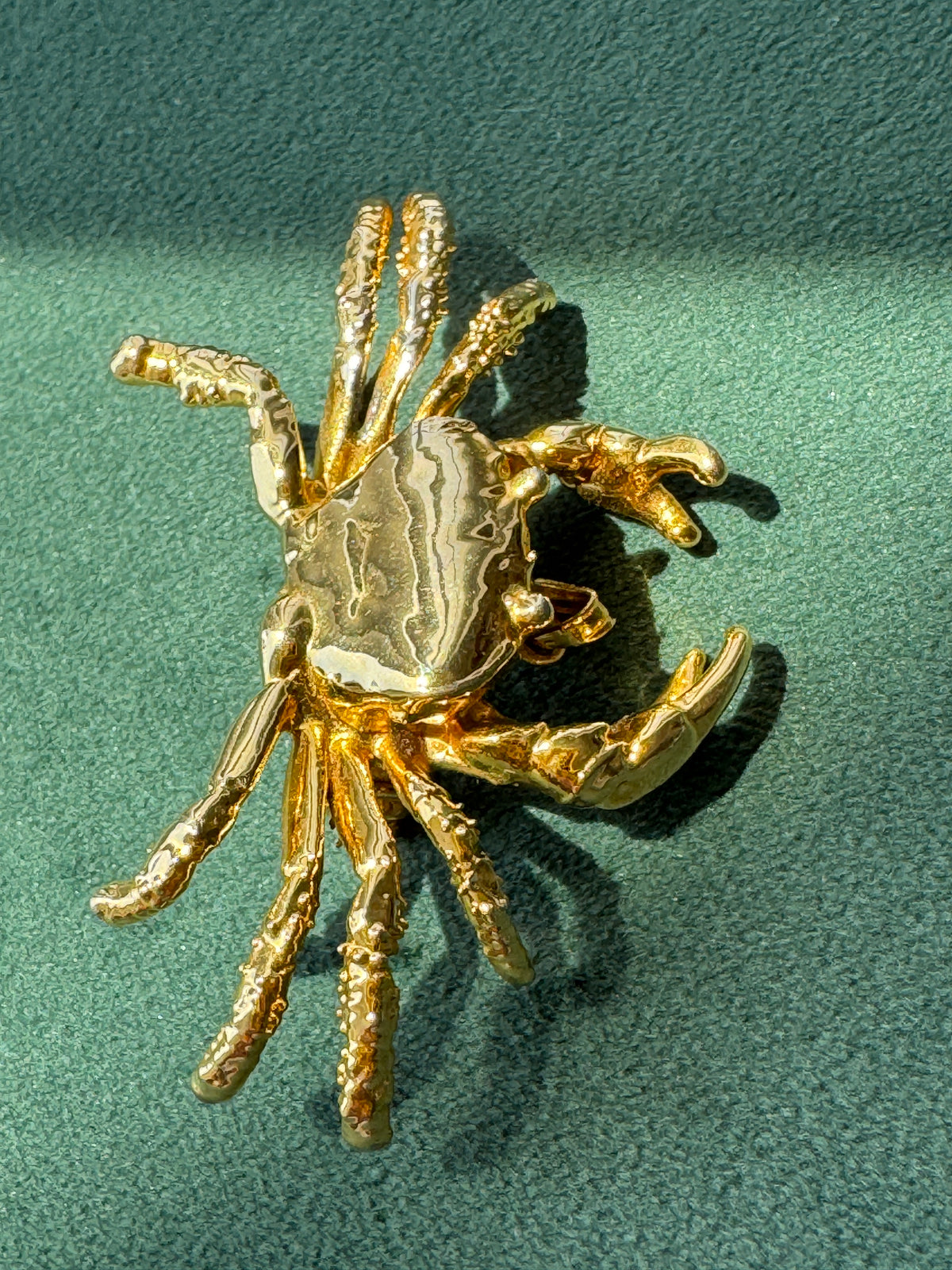 Vintage Midas Touch Singapore 22K Gold Dipped Real Crab Brooch Pendant