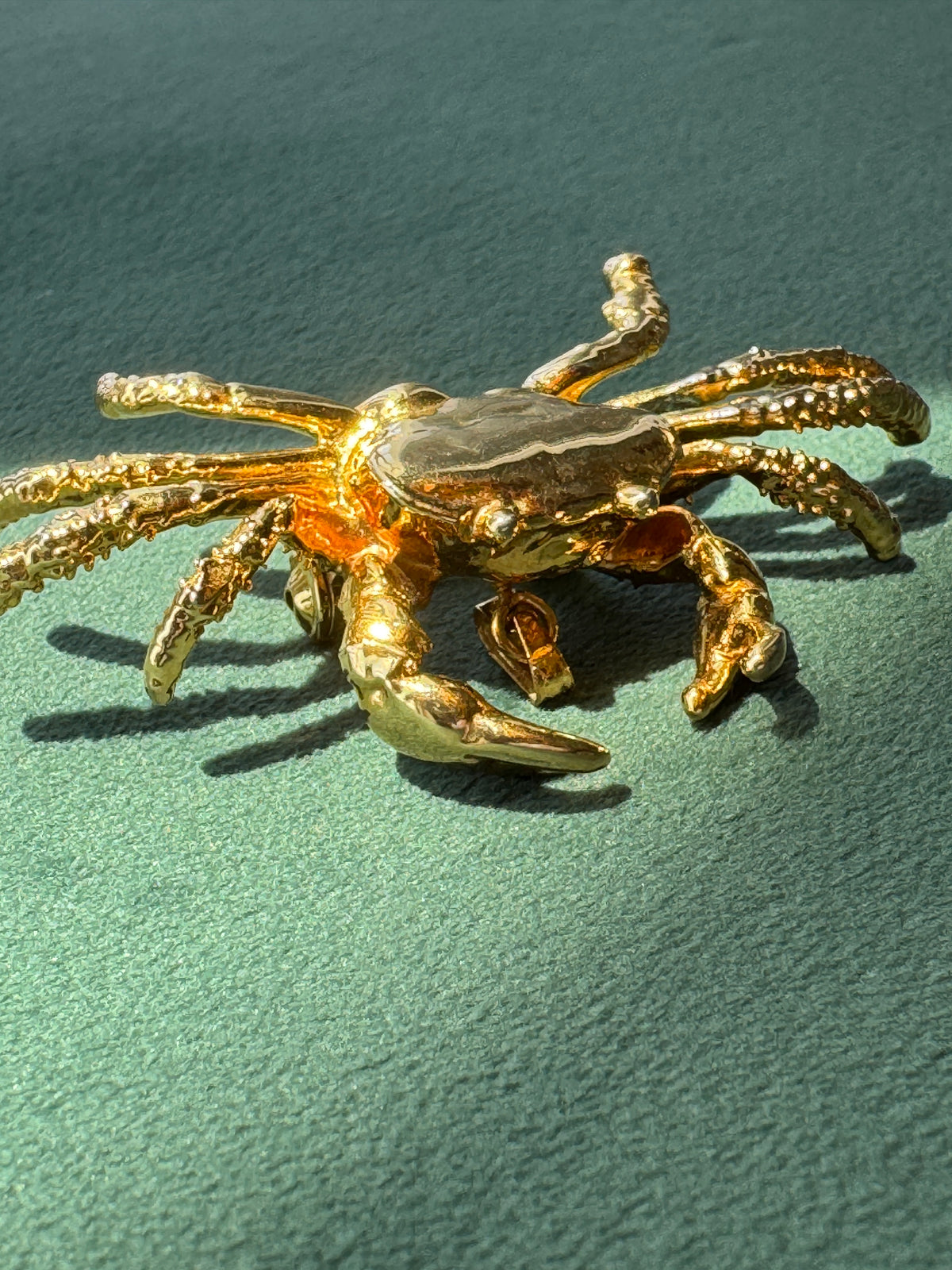 Vintage Midas Touch Singapore 22K Gold Dipped Real Crab Brooch Pendant