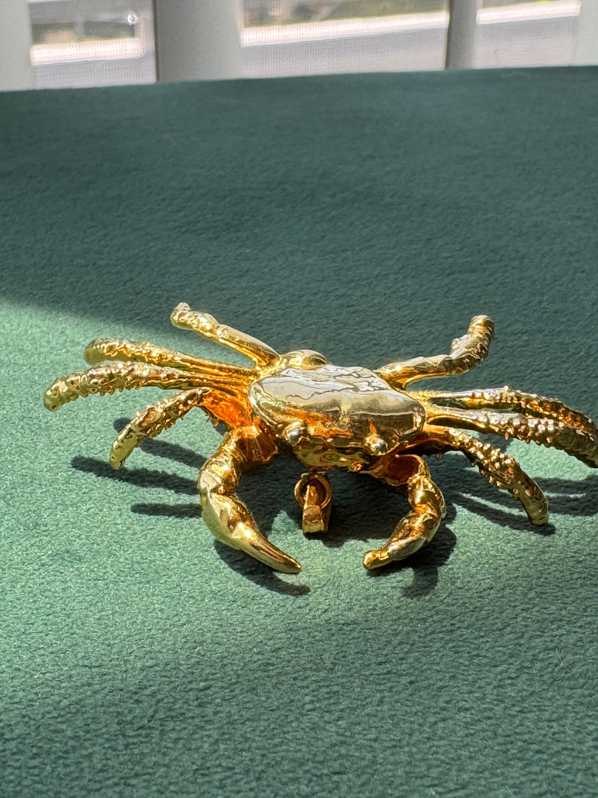 Vintage Midas Touch Singapore 22K Gold Dipped Real Crab Brooch Pendant