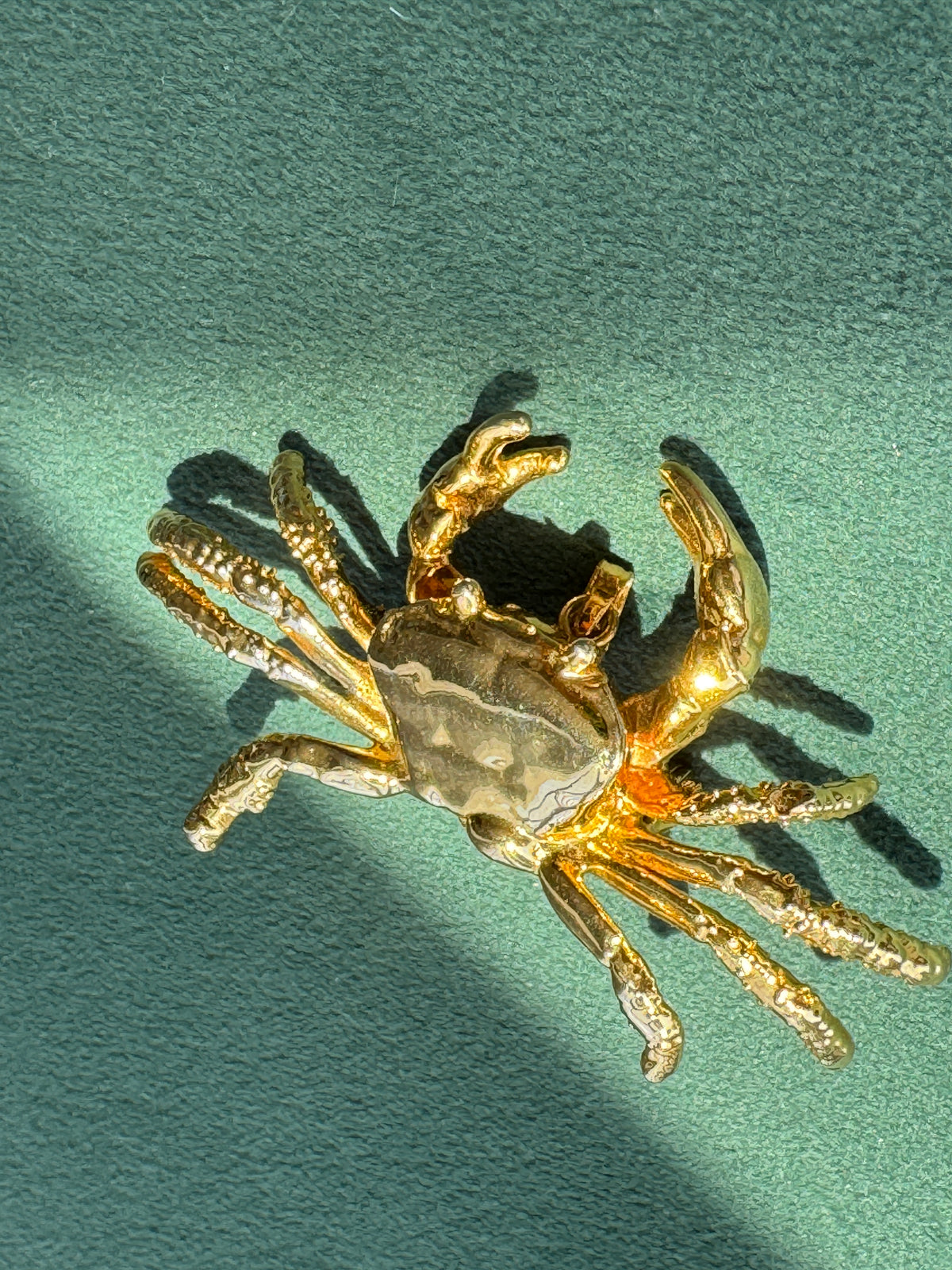 Vintage Midas Touch Singapore 22K Gold Dipped Real Crab Brooch Pendant