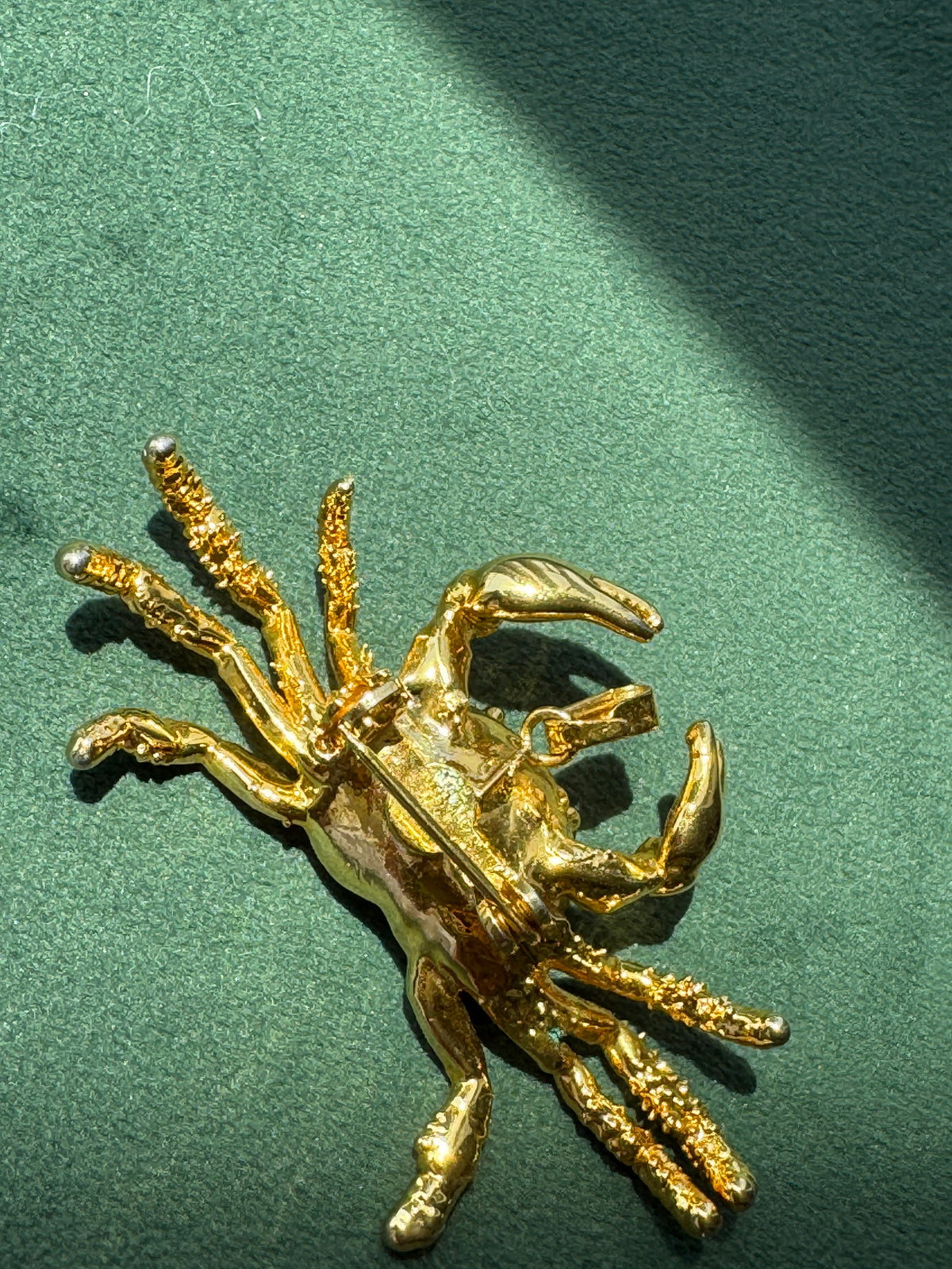 Vintage Midas Touch Singapore 22K Gold Dipped Real Crab Brooch Pendant