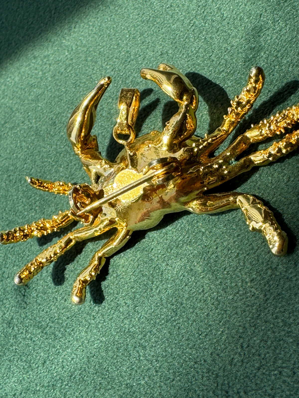 Vintage Midas Touch Singapore 22K Gold Dipped Real Crab Brooch Pendant