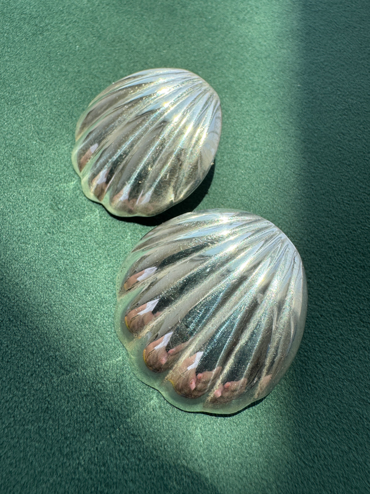 Vintage Sterling Silver Scallop Shell Earrings Big Beach Energy Without the Weight