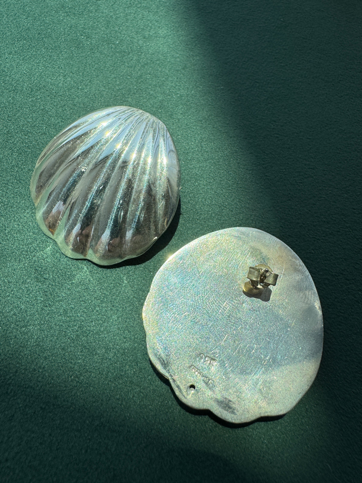 Vintage Sterling Silver Scallop Shell Earrings Big Beach Energy Without the Weight
