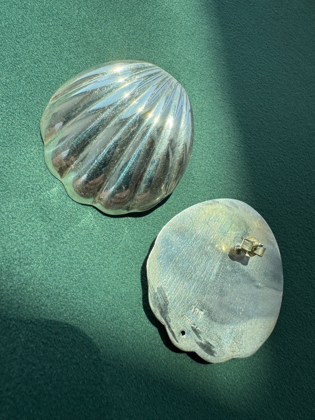 Vintage Sterling Silver Scallop Shell Earrings Big Beach Energy Without the Weight