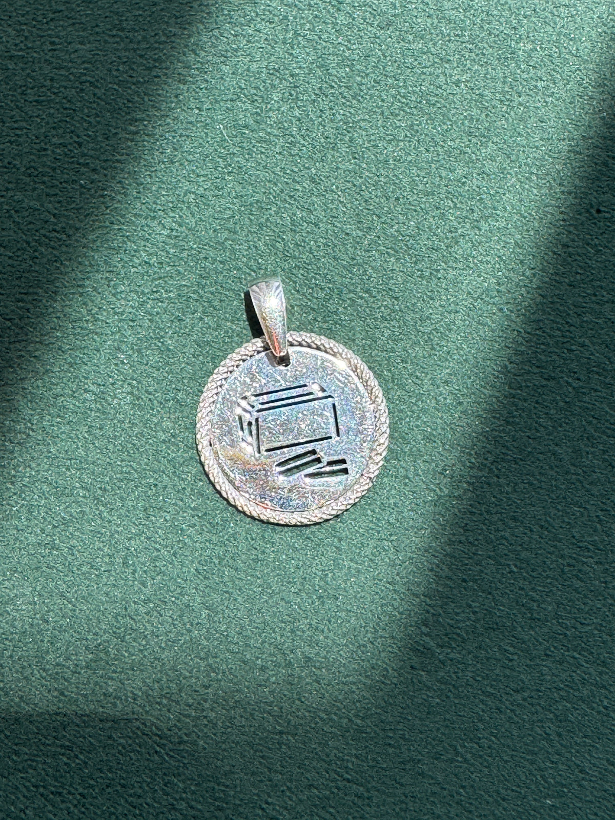 Vintage Italy Sterling Silver Tzedakah Box Judaica Charm Pendant Minimalist Design