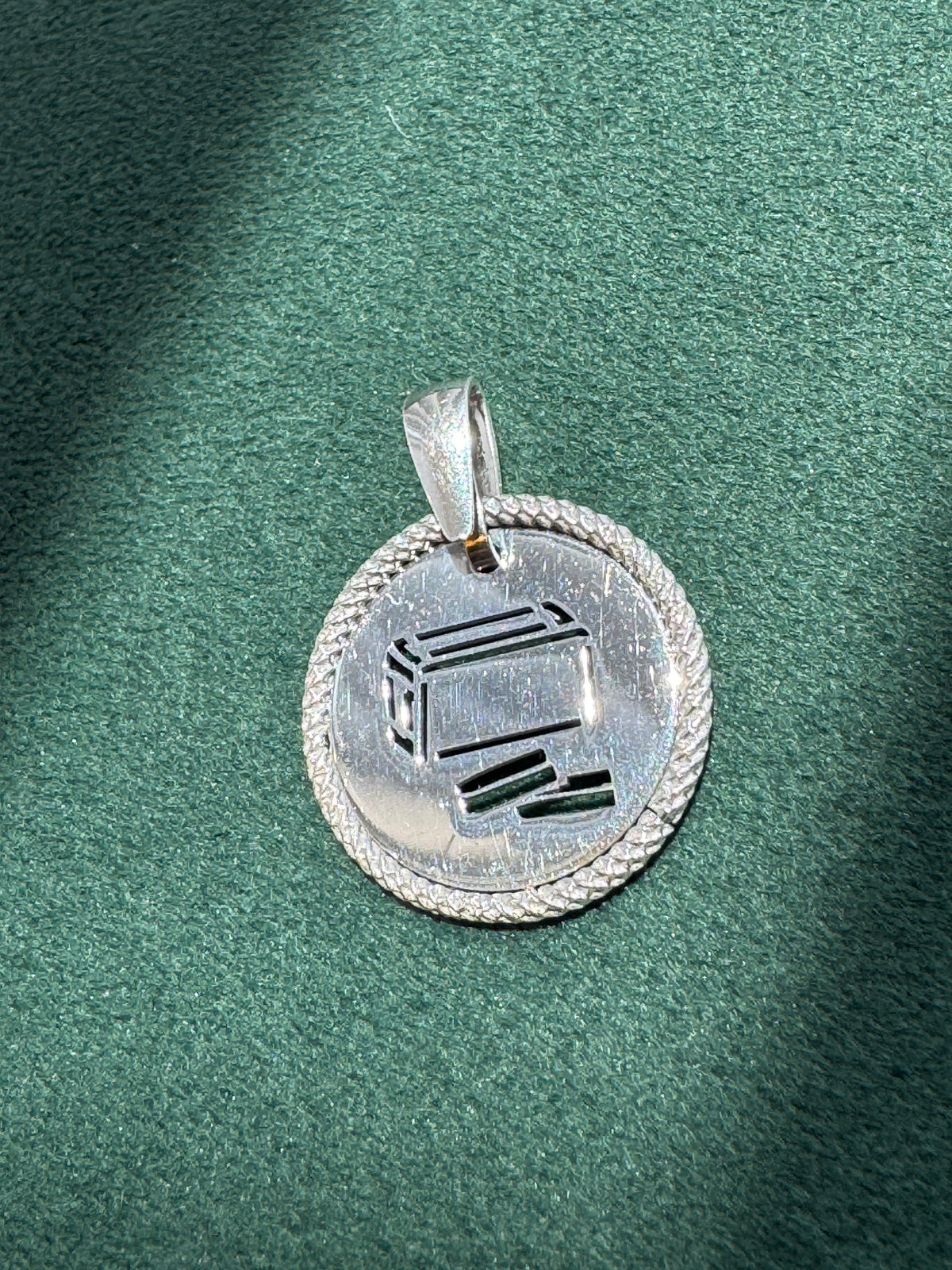 Vintage Italy Sterling Silver Tzedakah Box Judaica Charm Pendant Minimalist Design