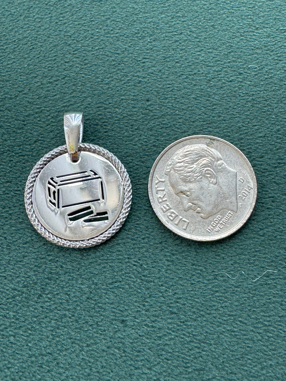 Vintage Italy Sterling Silver Tzedakah Box Judaica Charm Pendant Minimalist Design
