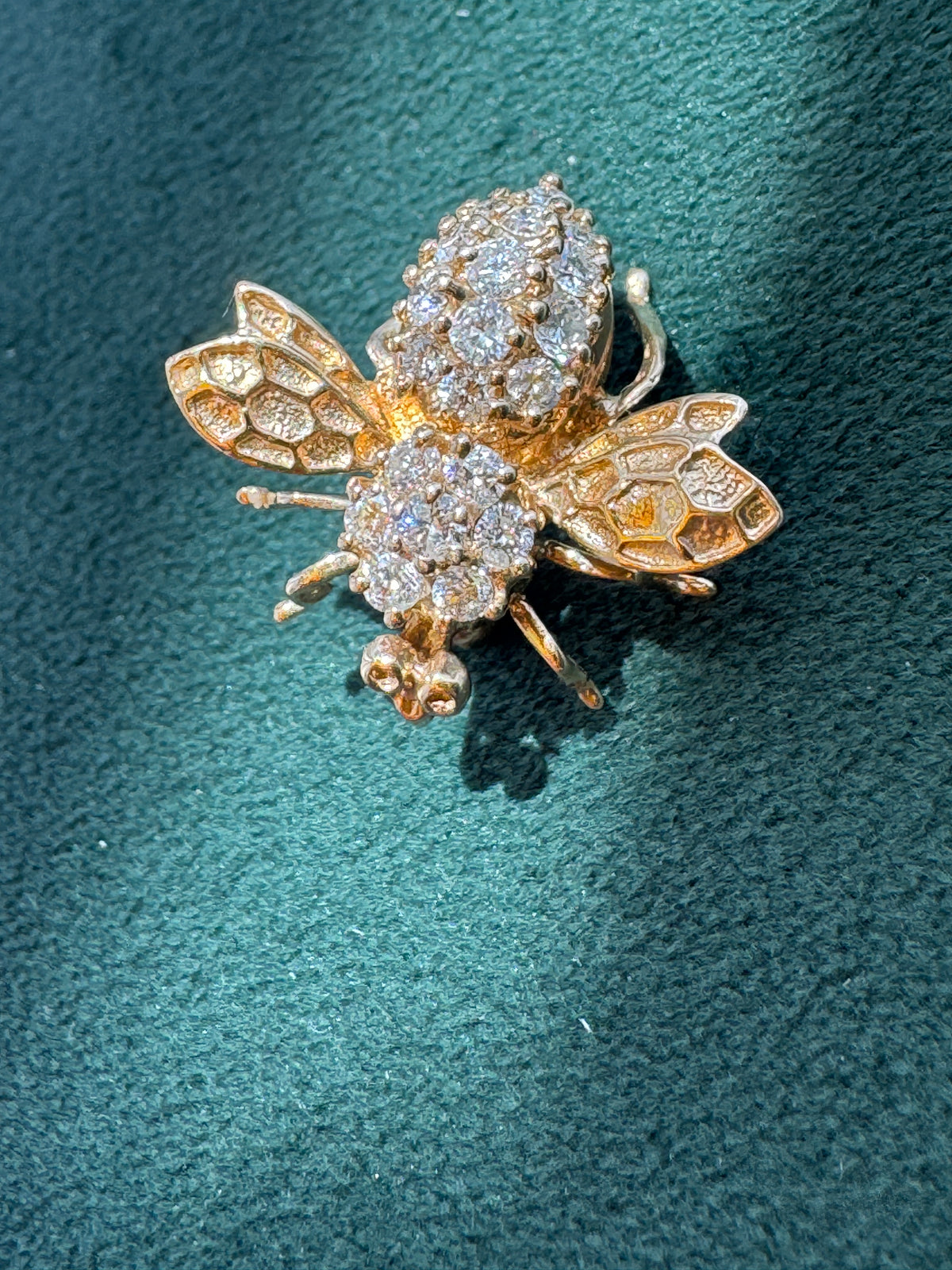 Vintage 14K Yellow Gold Bumble Bee Charm Pendant Also Wears As A Brooch