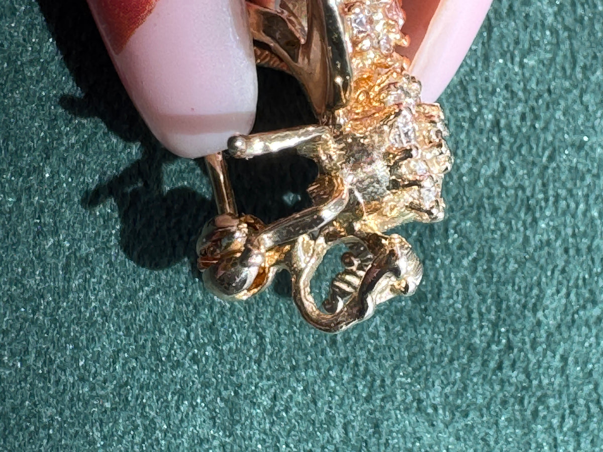 Vintage 14K Yellow Gold Bumble Bee Charm Pendant Also Wears As A Brooch