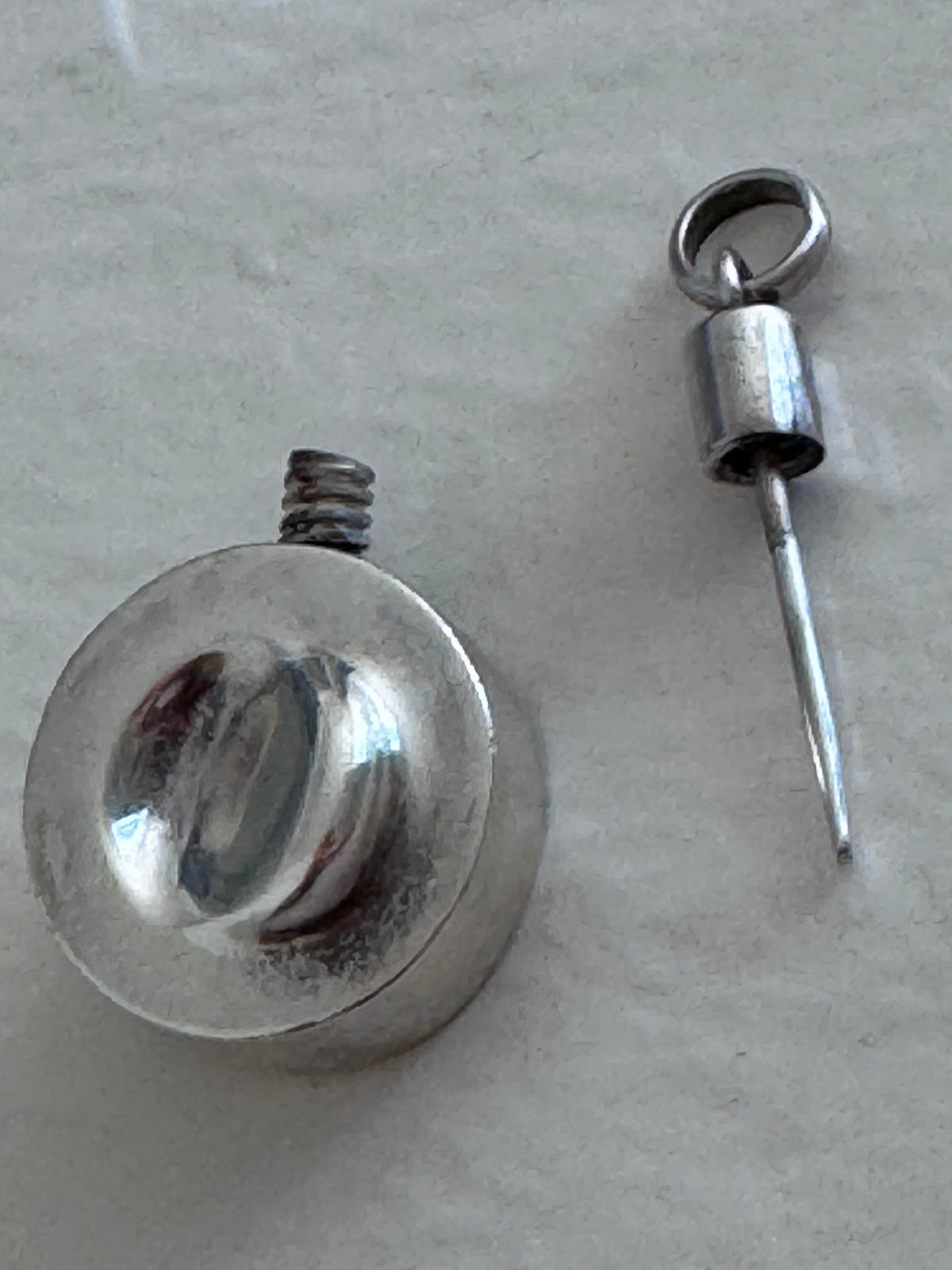 Estate vintage Jondell Spain sterling silver puffy perfume bottle pendant collectible designer functional jewelry