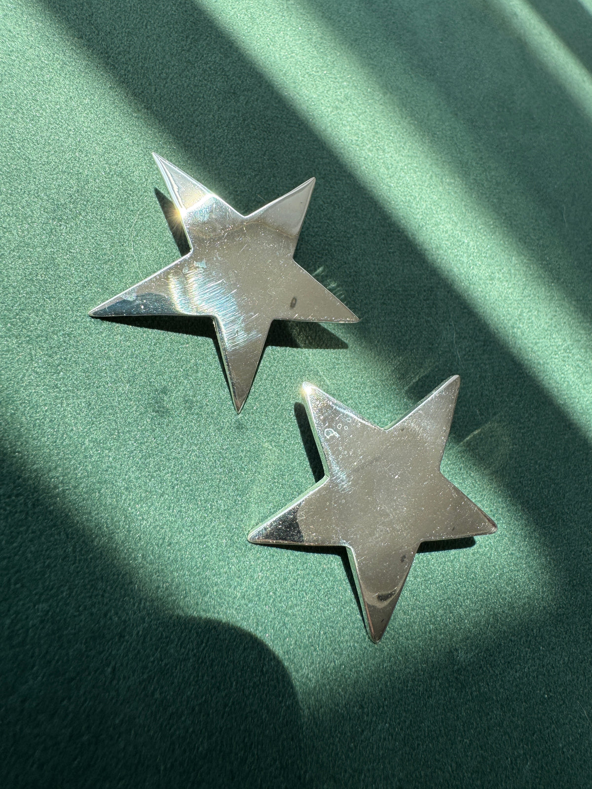 Vintage Taxco Mexico Sterling Silver Large Star Stud Earrings Statement