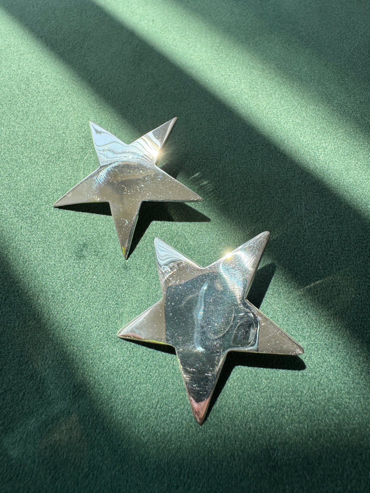 Vintage Taxco Mexico Sterling Silver Large Star Stud Earrings Statement