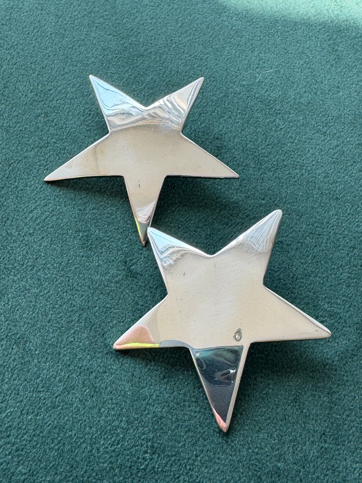 Vintage Taxco Mexico Sterling Silver Large Star Stud Earrings Statement
