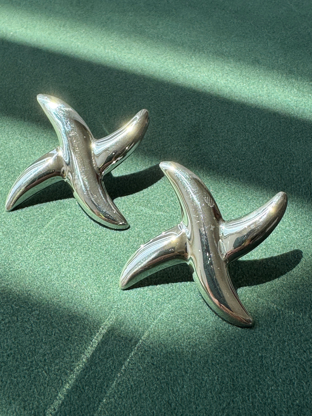 Vintage Sterling Silver Abstract Pinwheel Post Earrings Sculptural Modernist Design