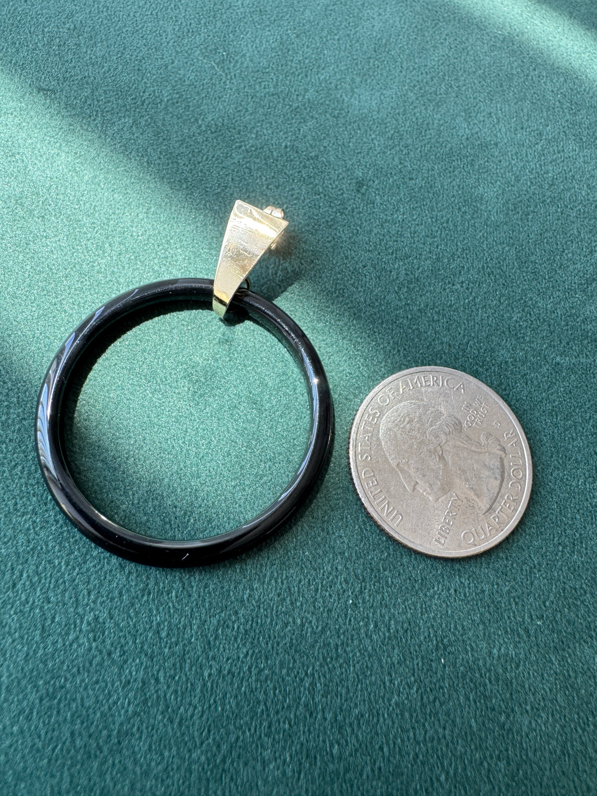 Vintage Peter Brams Designs 14K Gold Black Onyx Hoop Drop Earrings PBD