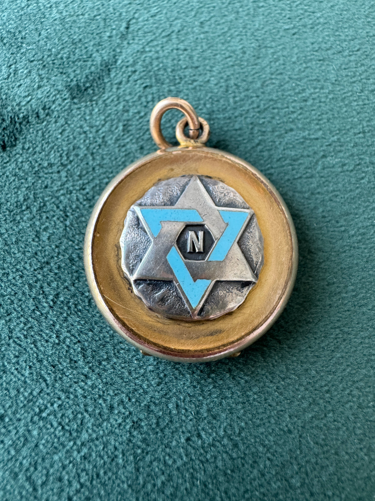 Antique Early 1900s Rolled Gold Star of David Locket With Blue Enamel Fraternal Design