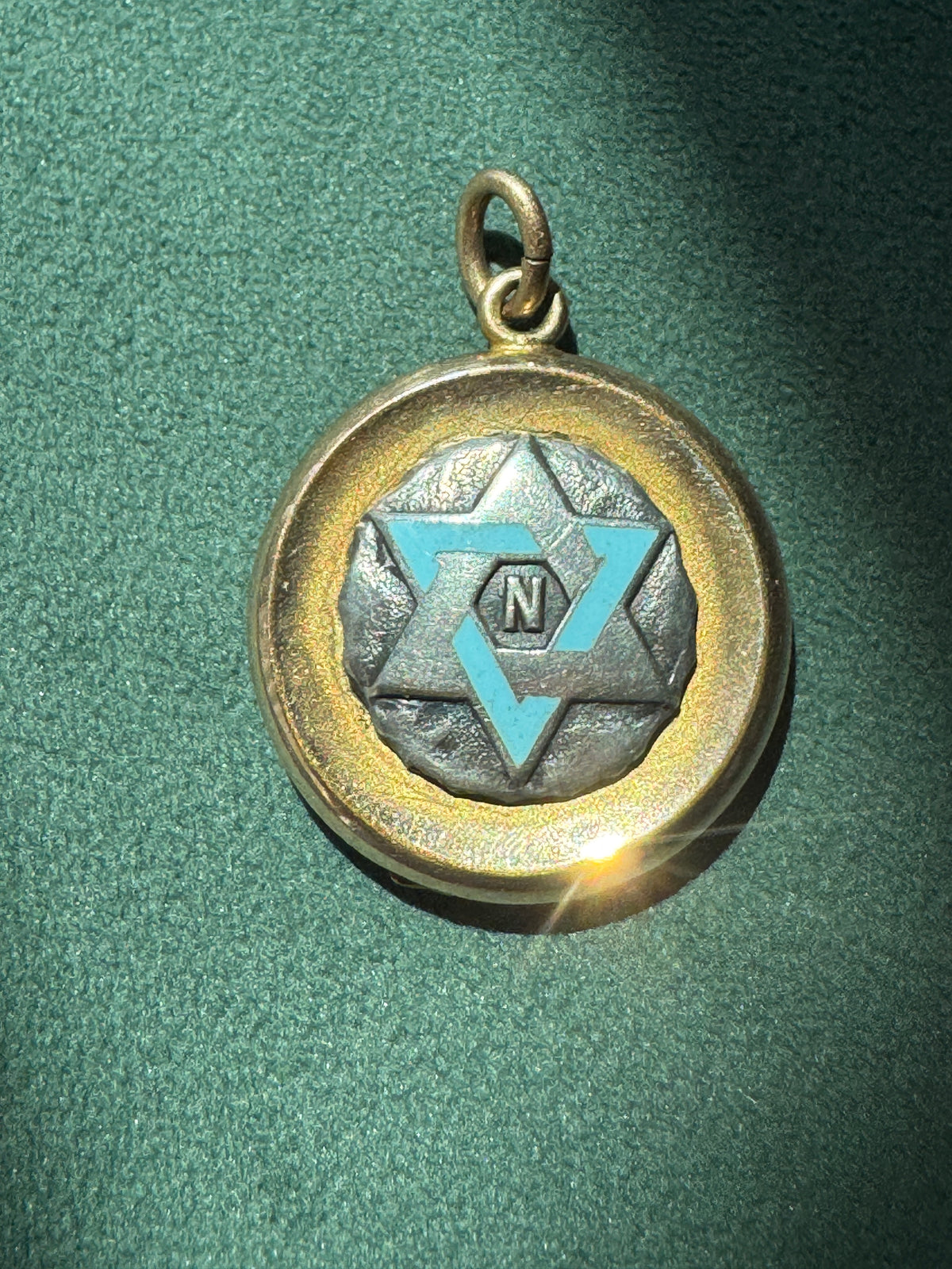 Antique Early 1900s Rolled Gold Star of David Locket With Blue Enamel Fraternal Design