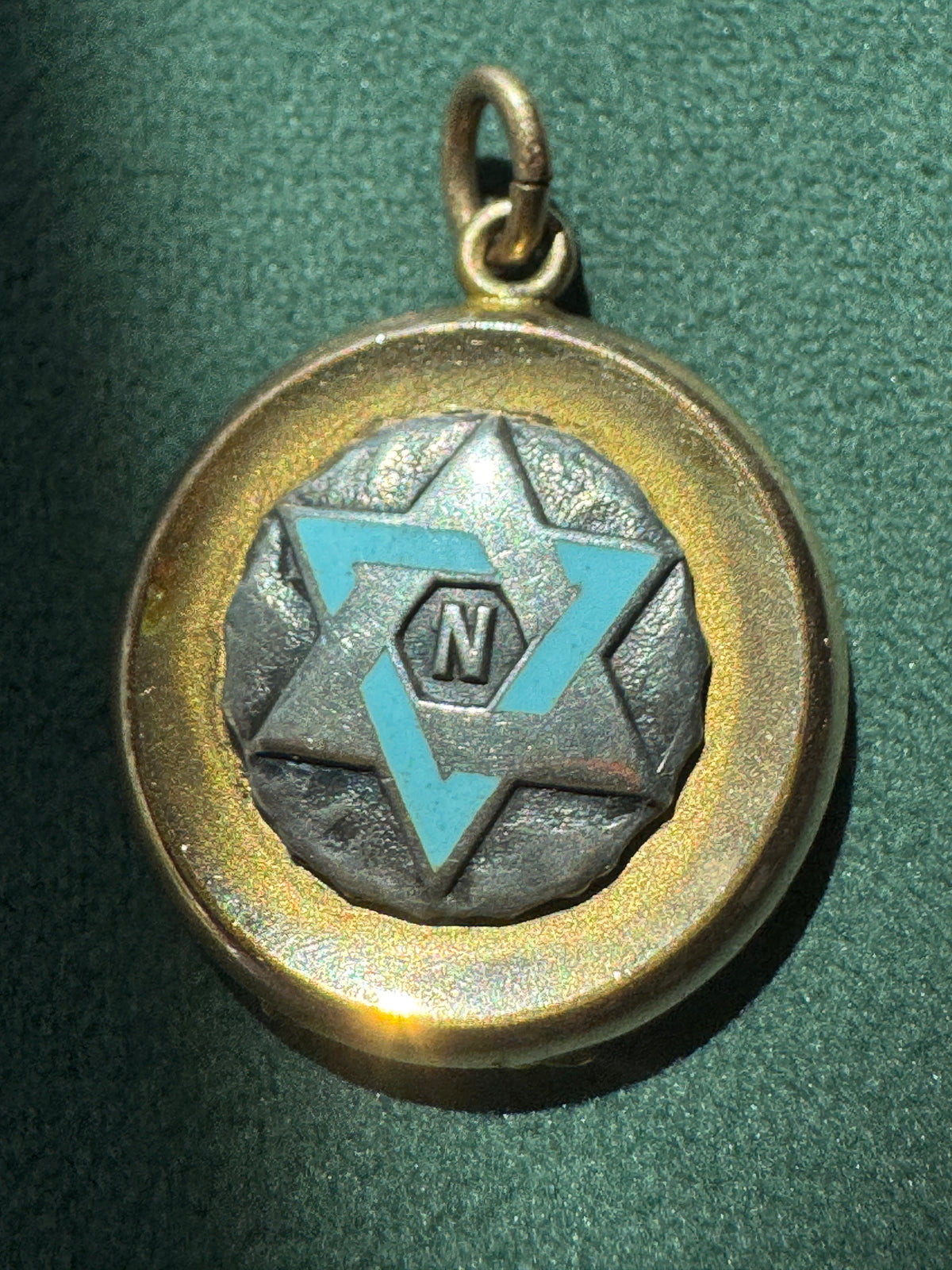 Antique Early 1900s Rolled Gold Star of David Locket With Blue Enamel Fraternal Design
