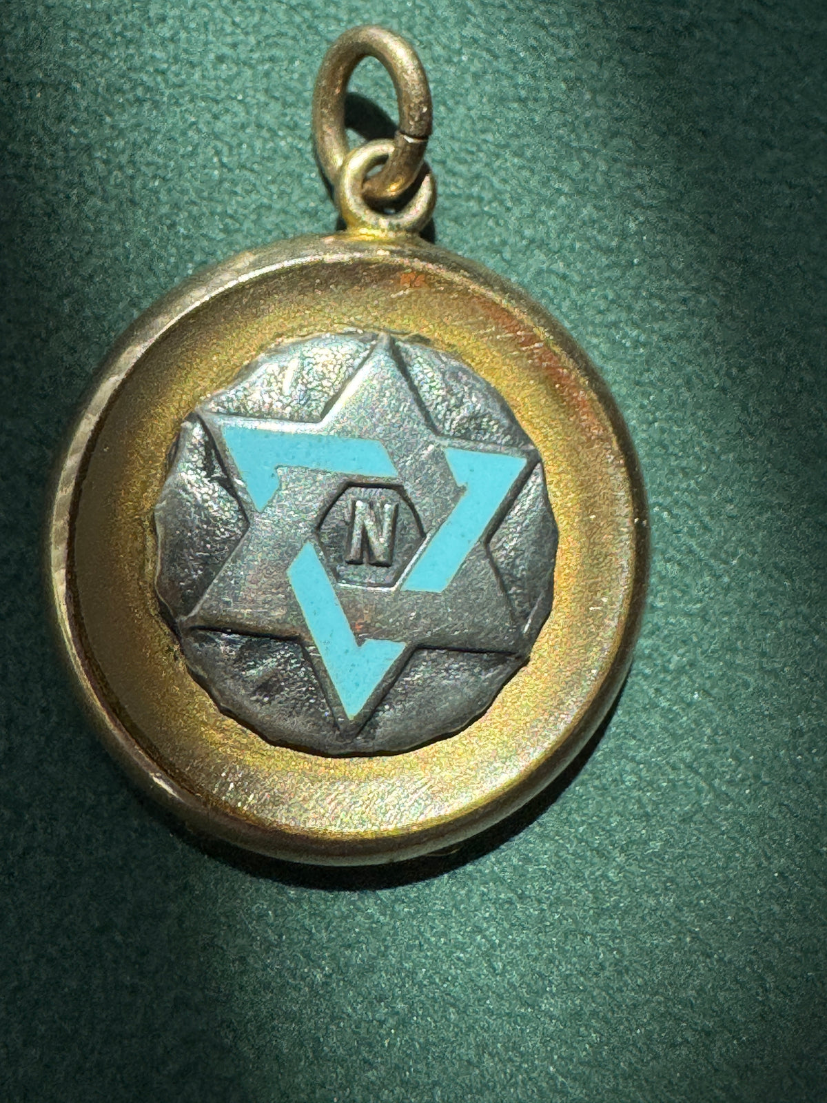 Antique Early 1900s Rolled Gold Star of David Locket With Blue Enamel Fraternal Design