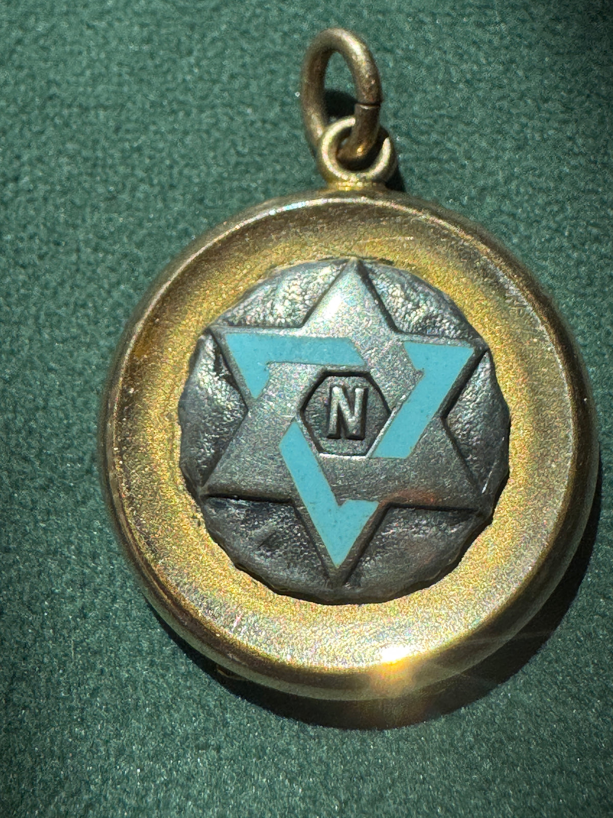 Antique Early 1900s Rolled Gold Star of David Locket With Blue Enamel Fraternal Design