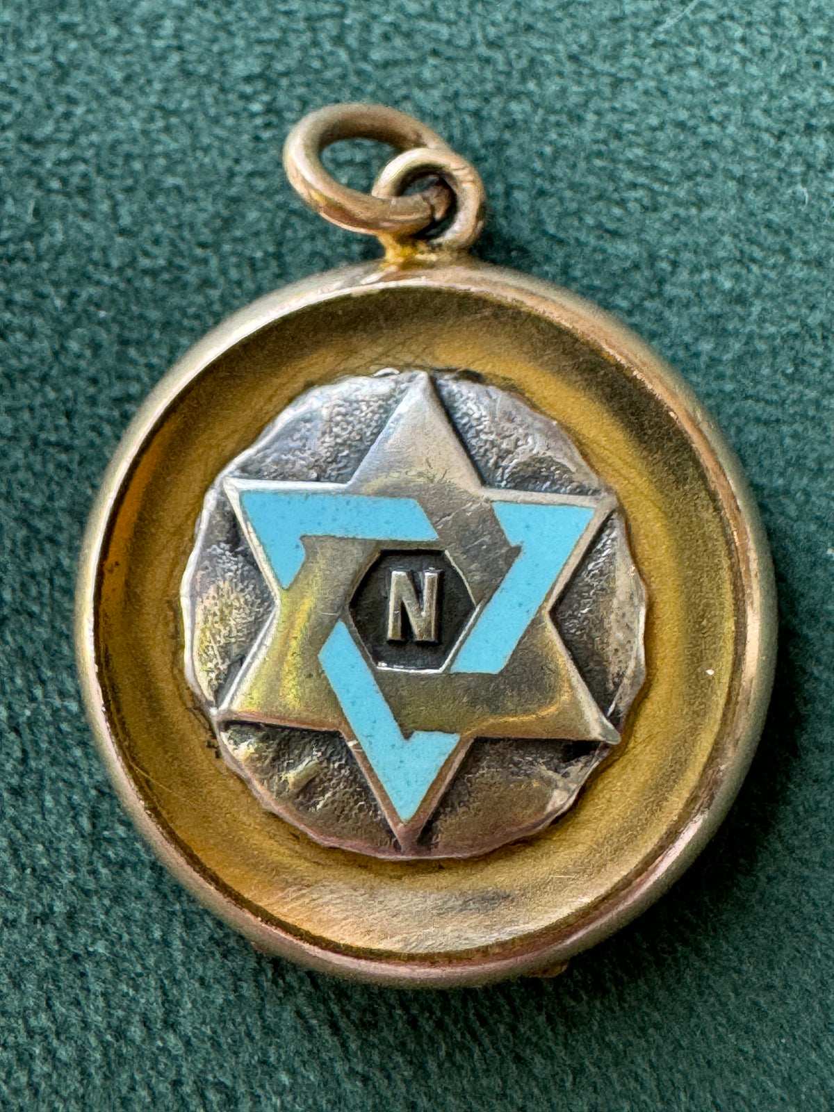 Antique Early 1900s Rolled Gold Star of David Locket With Blue Enamel Fraternal Design