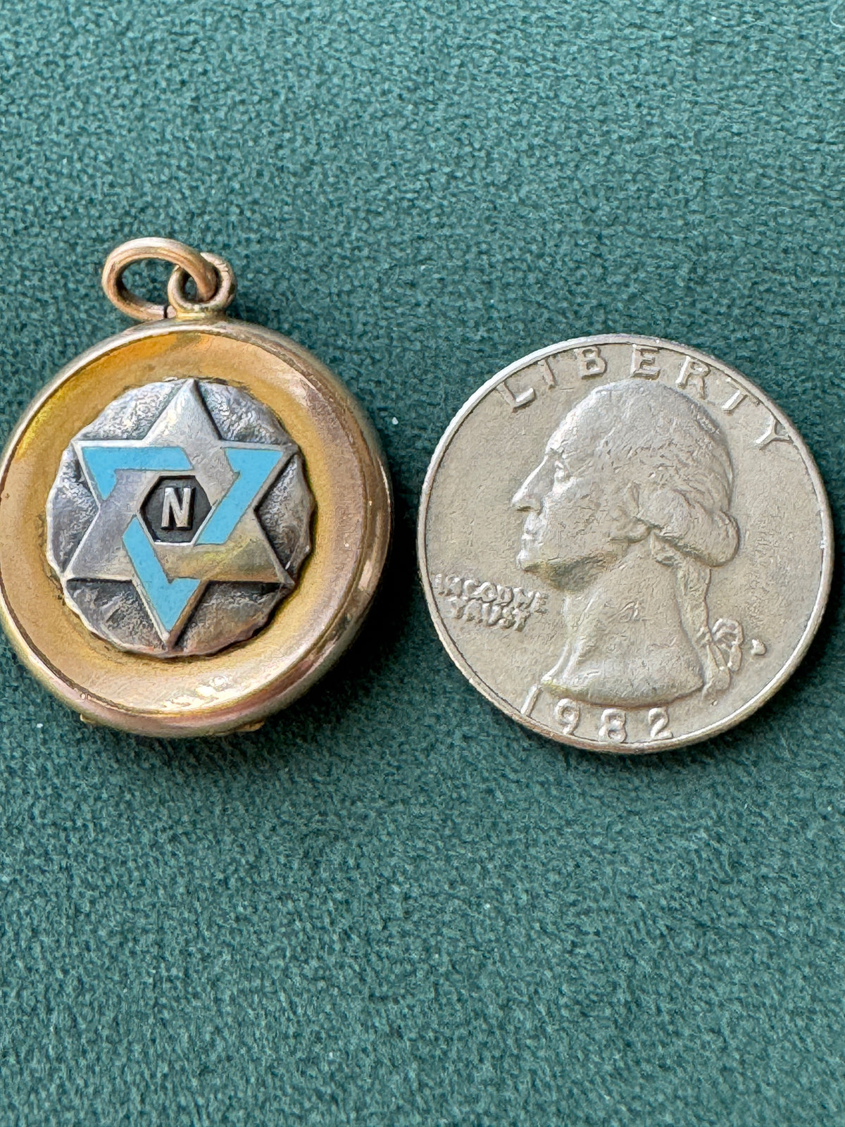 Antique Early 1900s Rolled Gold Star of David Locket With Blue Enamel Fraternal Design