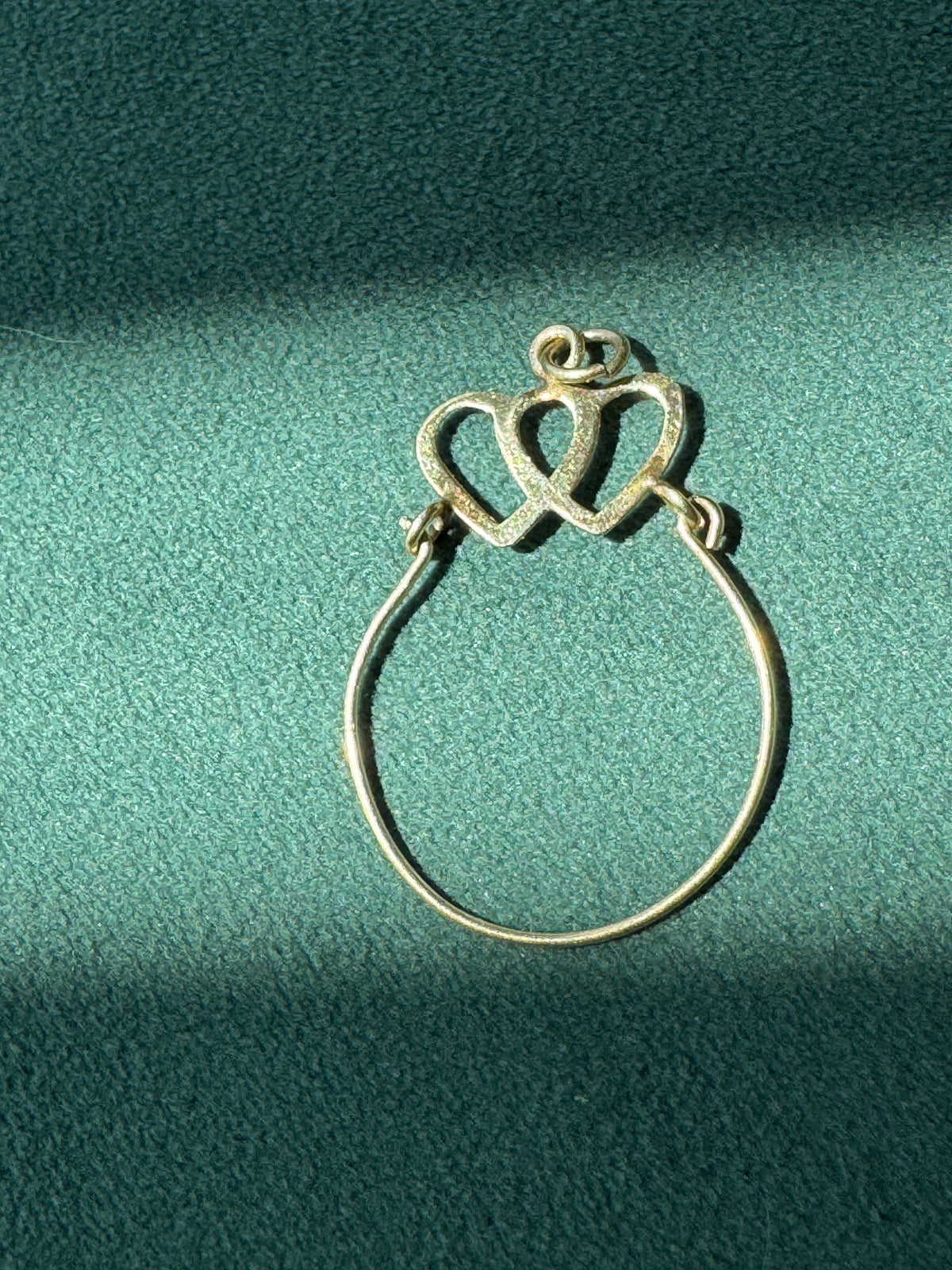 Vintage 14K Gold Double Heart Charm Holder Pendant Solid Gold Ready For Your Charms