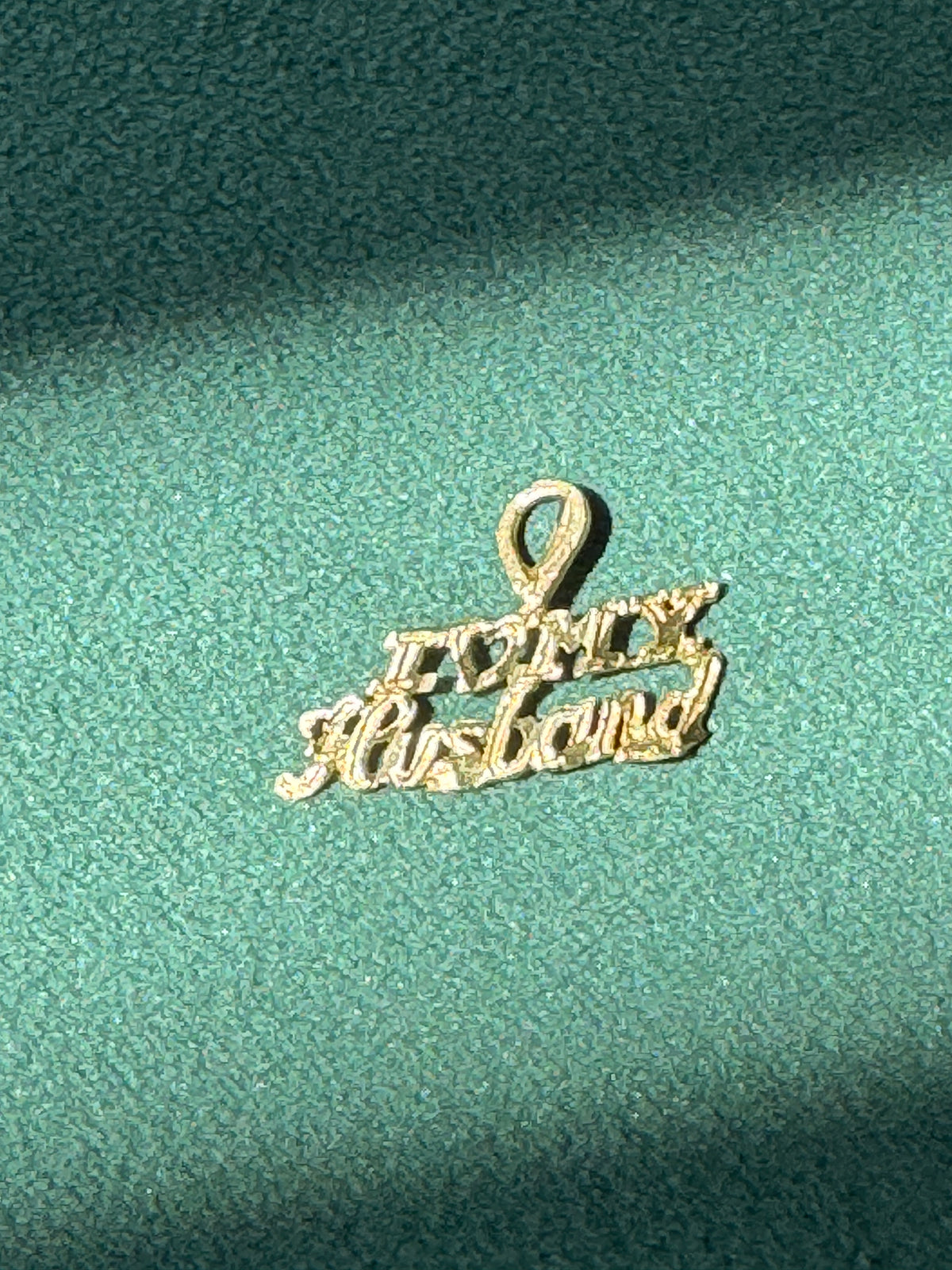 Vintage Petite 14K Gold I Love My Husband Script Charm Pendant Sentimental Gift