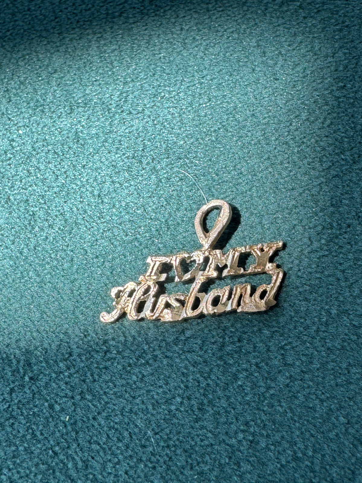 Vintage Petite 14K Gold I Love My Husband Script Charm Pendant Sentimental Gift