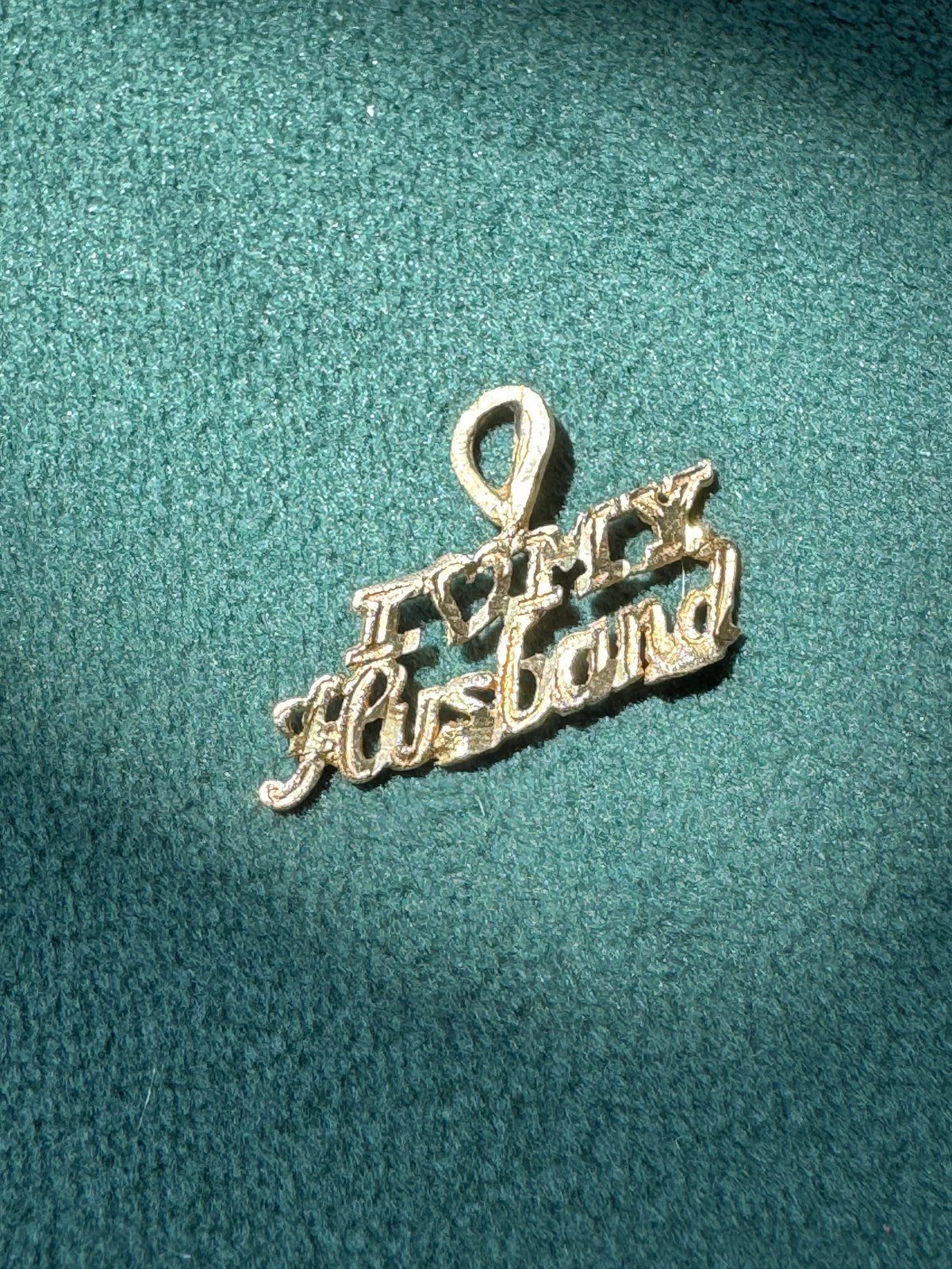 Vintage Petite 14K Gold I Love My Husband Script Charm Pendant Sentimental Gift