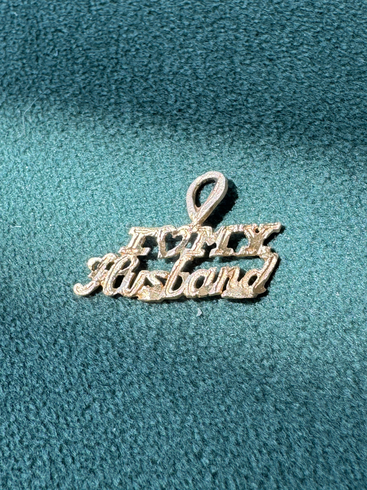 Vintage Petite 14K Gold I Love My Husband Script Charm Pendant Sentimental Gift