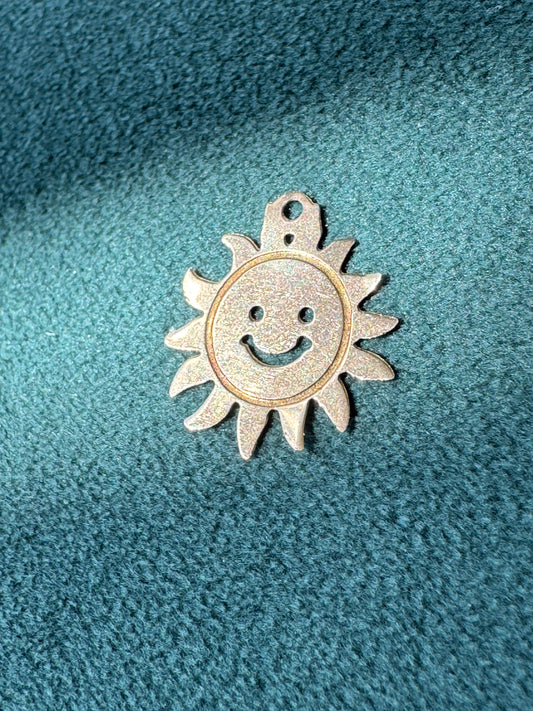 Vintage Petite 14K Gold Smiley Sun Charm Pendant Sunshine Statement