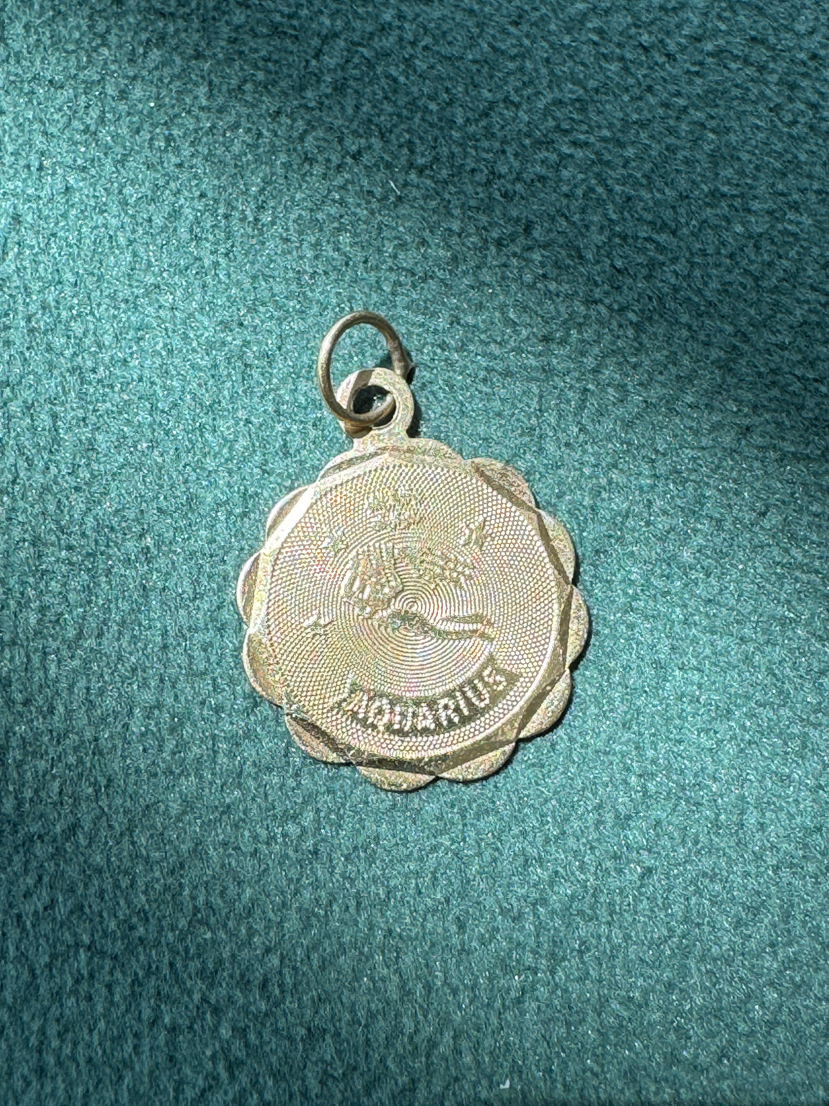 Vintage Petite 14K Gold Aquarius Zodiac Charm Water Bearer Pendant