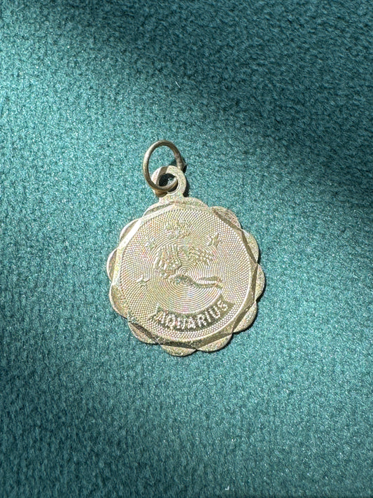 Vintage Petite 14K Gold Aquarius Zodiac Charm Water Bearer Pendant