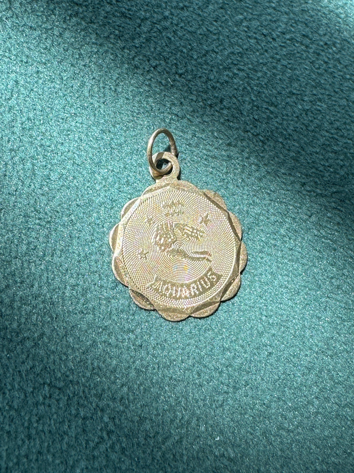 Vintage Petite 14K Gold Aquarius Zodiac Charm Water Bearer Pendant