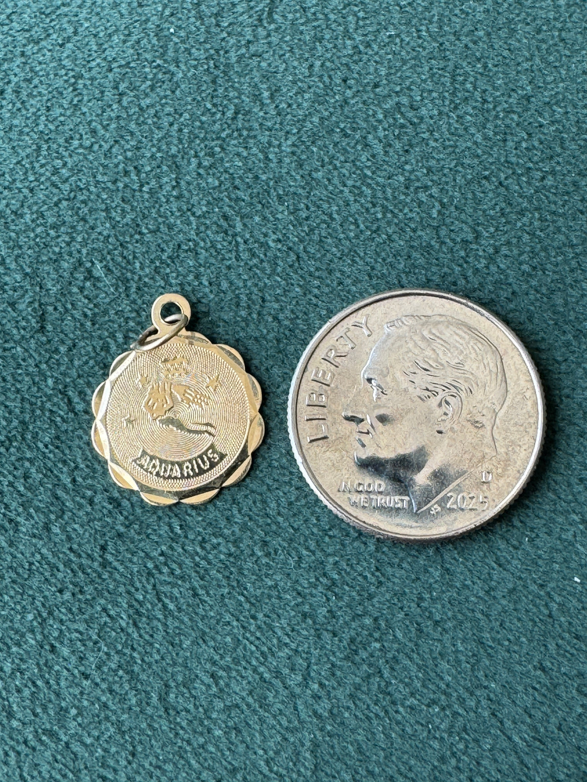 Vintage Petite 14K Gold Aquarius Zodiac Charm Water Bearer Pendant