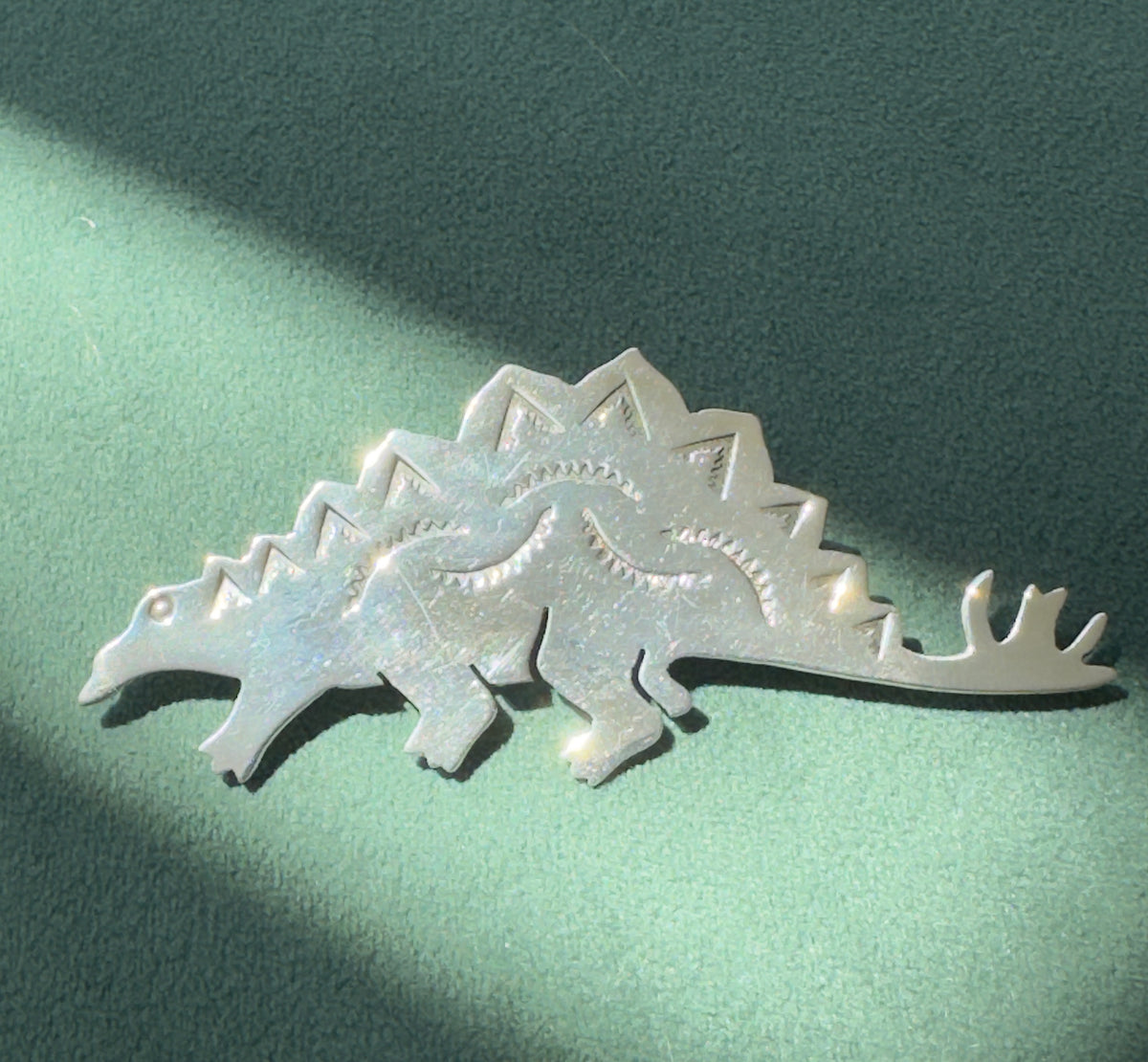 Vintage Sterling Silver Stegosaurus Brooch Pin Spiked Tail and All