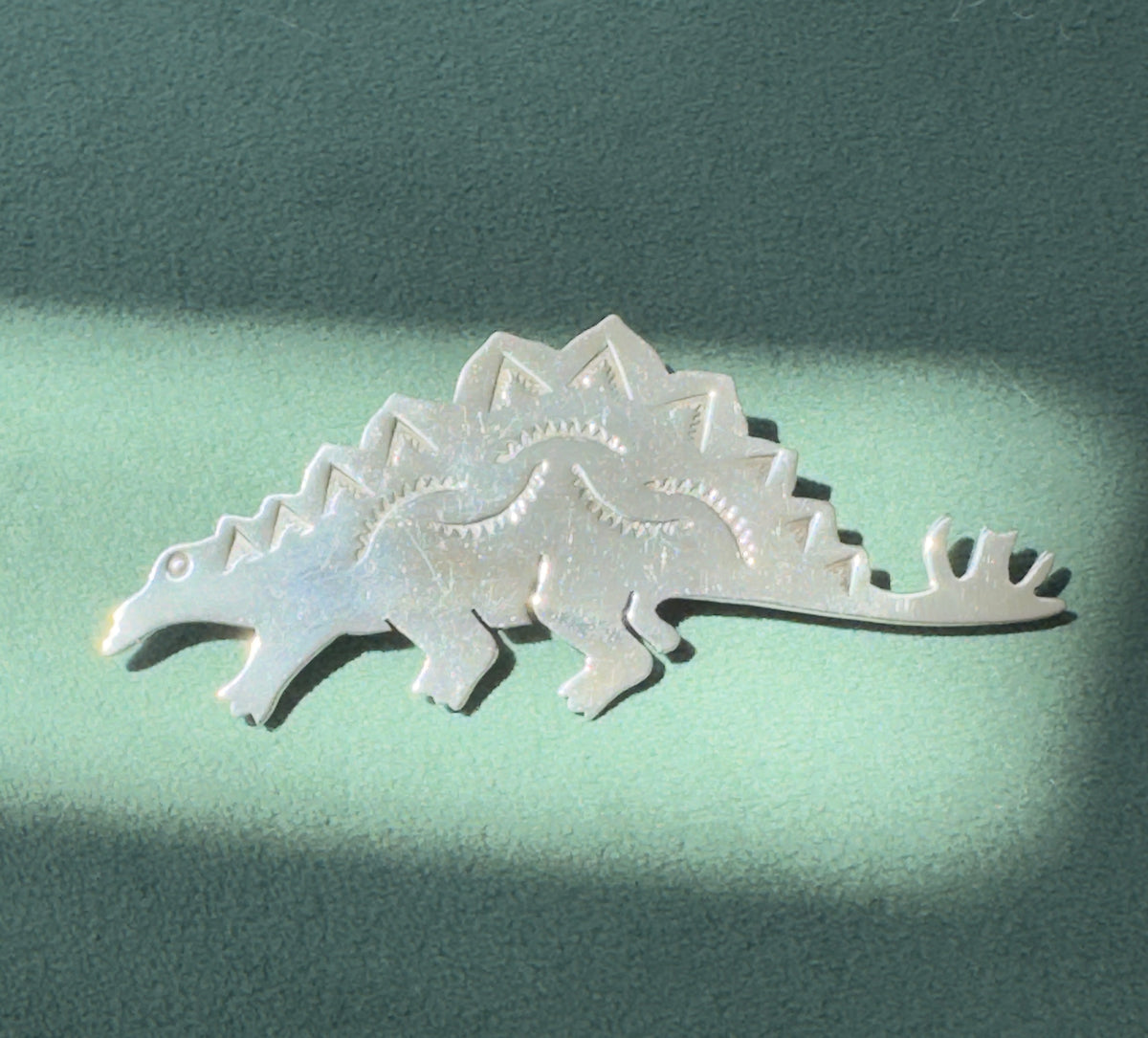 Vintage Sterling Silver Stegosaurus Brooch Pin Spiked Tail and All